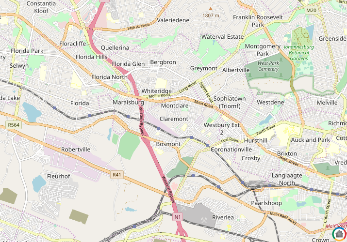 Map location of Claremont - JHB